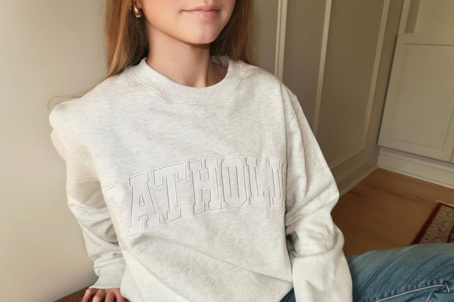 The Catholic Crewneck Light Gray
