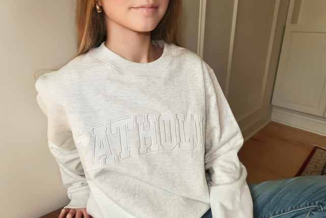 The Catholic Crewneck Light Gray