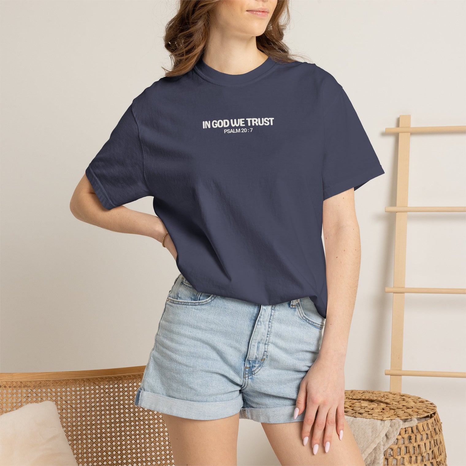 In God We Trust T-Shirt in Denim