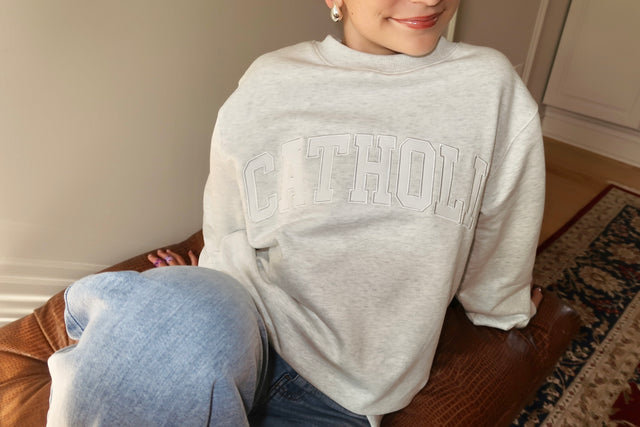 The Catholic Crewneck Light Gray